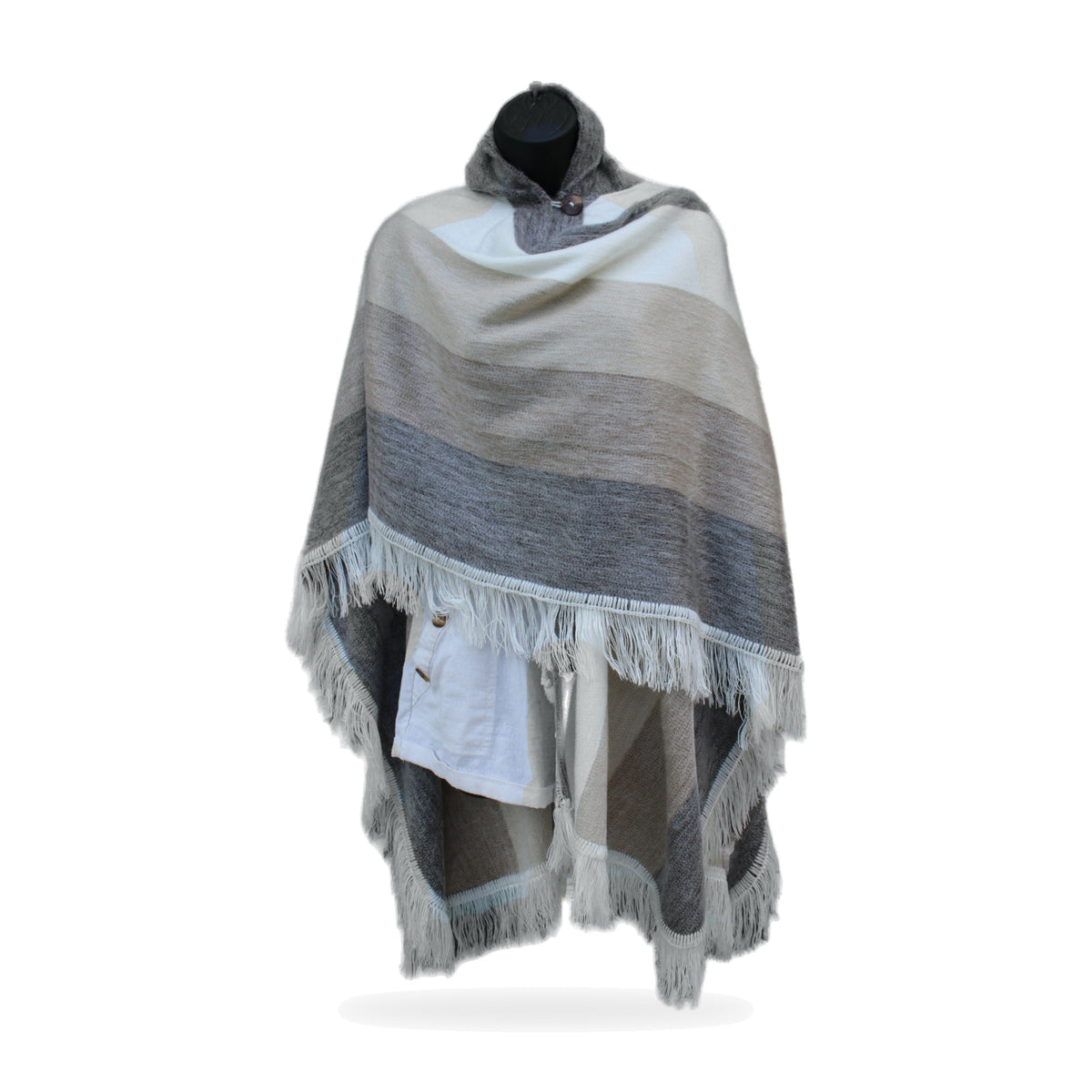 Cream alpaca poncho cape, made by native artisans in Ecuador