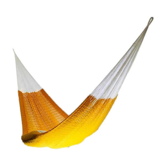 Orange handwoven Mayan hammock for 2, made in Yucatán, Mexico