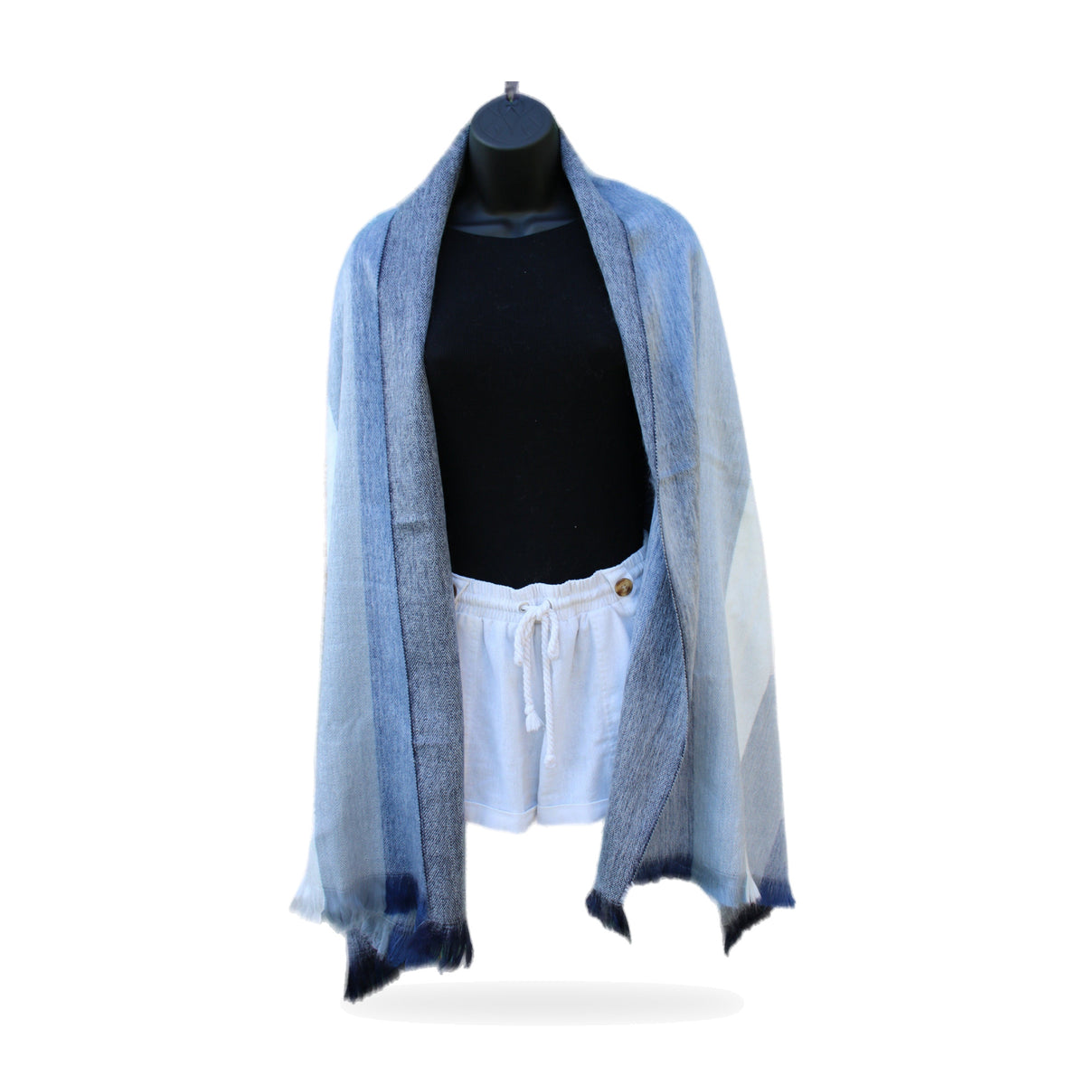 Double grey oversized shawl wrap, made by native artisans in Ecuador
