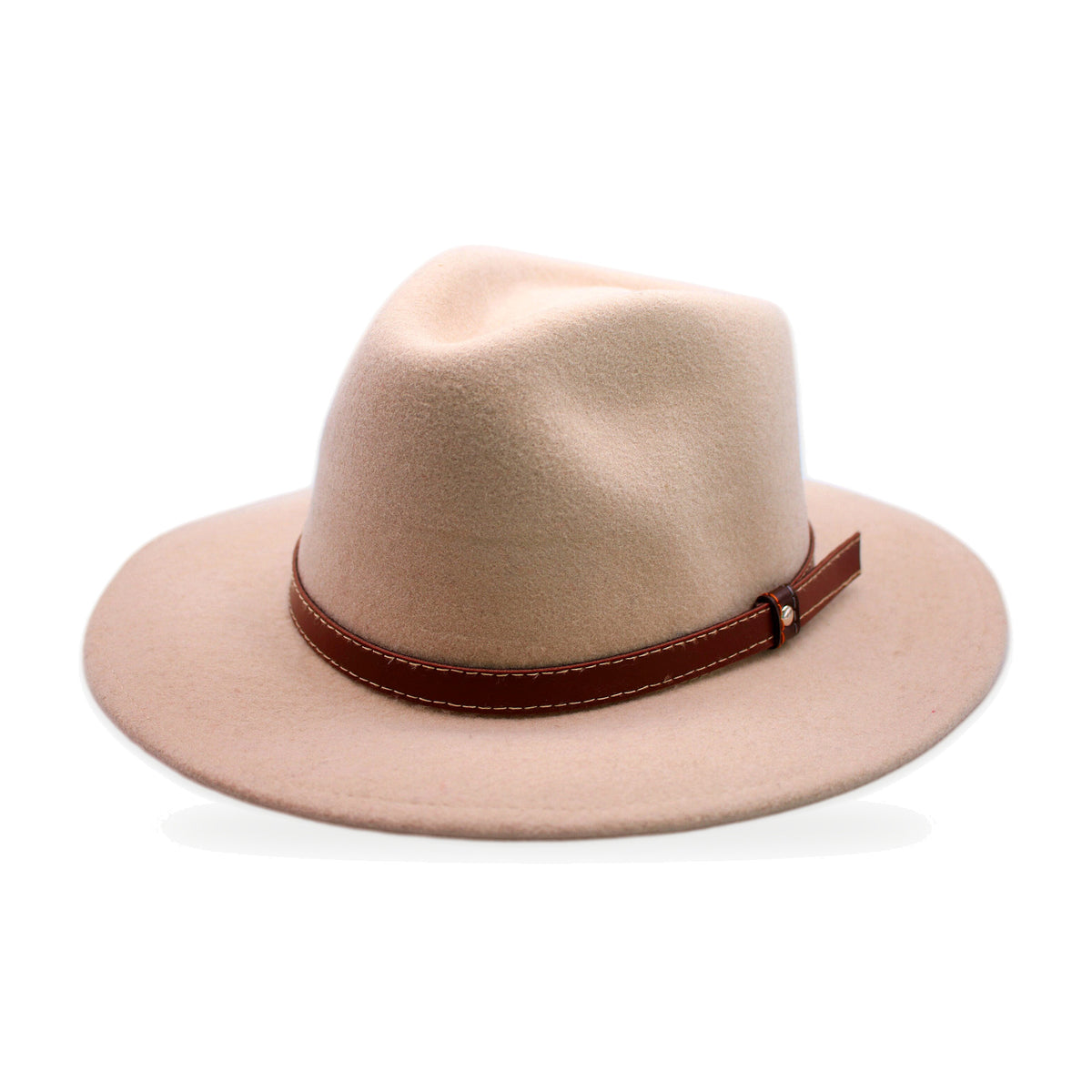 Beige wide brim wool felt fedora, artisan-made in Otavalo, Ecuador