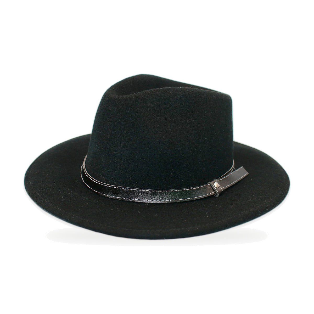 Black wide brim wool felt fedora, artisan-made in Otavalo, Ecuador