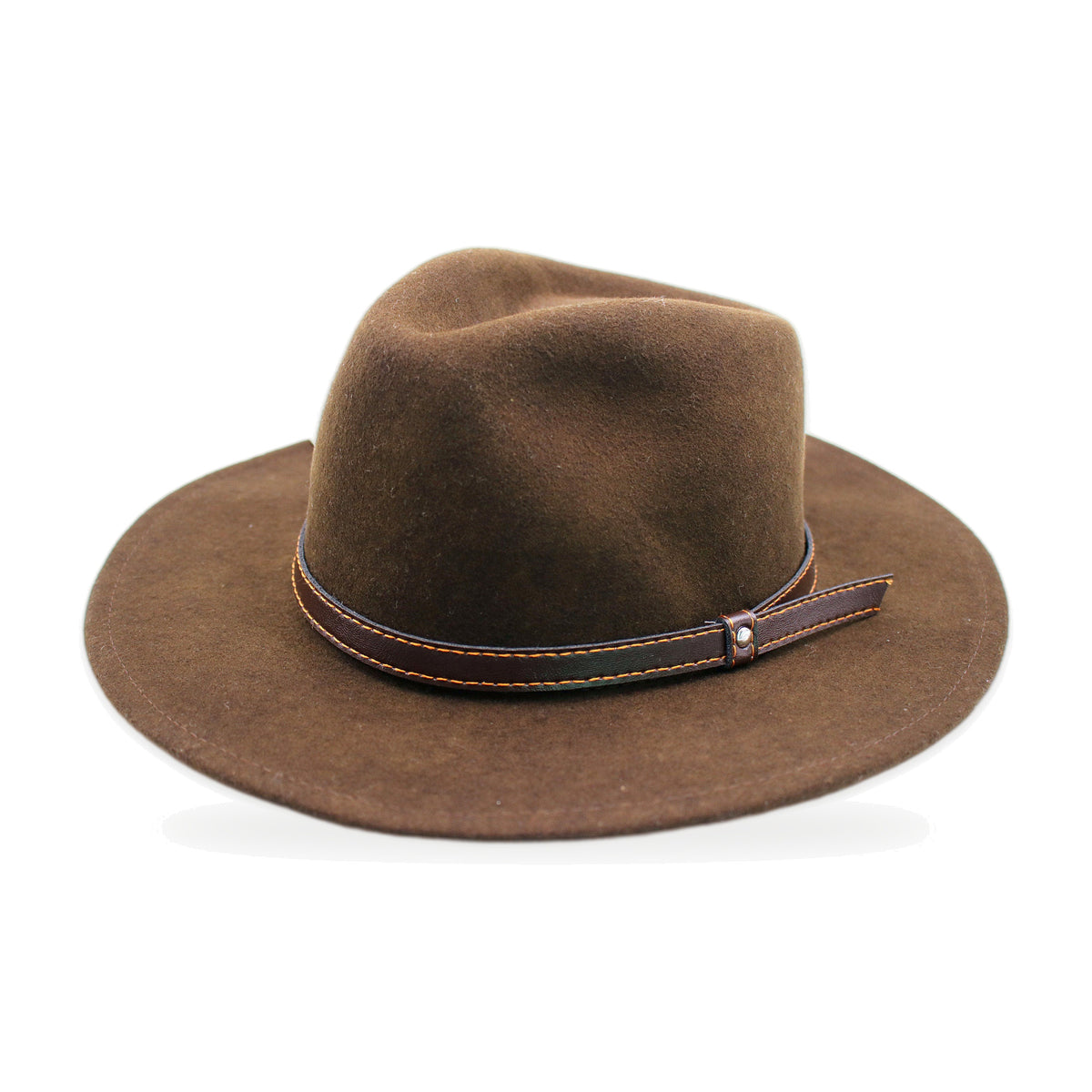 Brown wide brim wool felt fedora, artisan-made in Otavalo, Ecuador