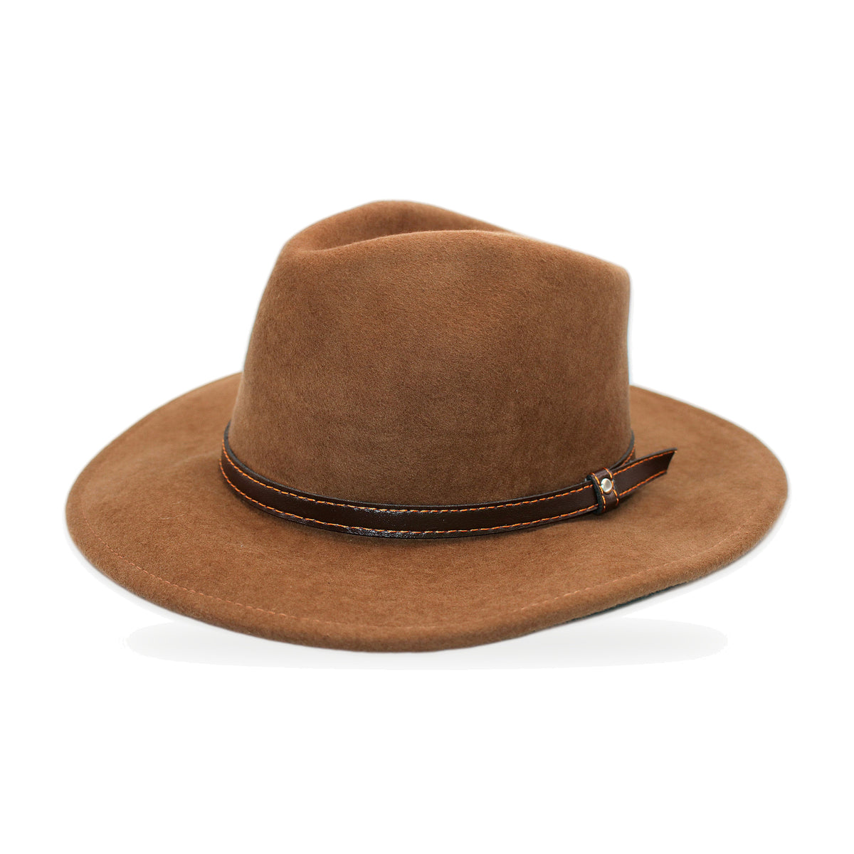 Camel wide brim wool felt fedora, artisan-made in Otavalo, Ecuador