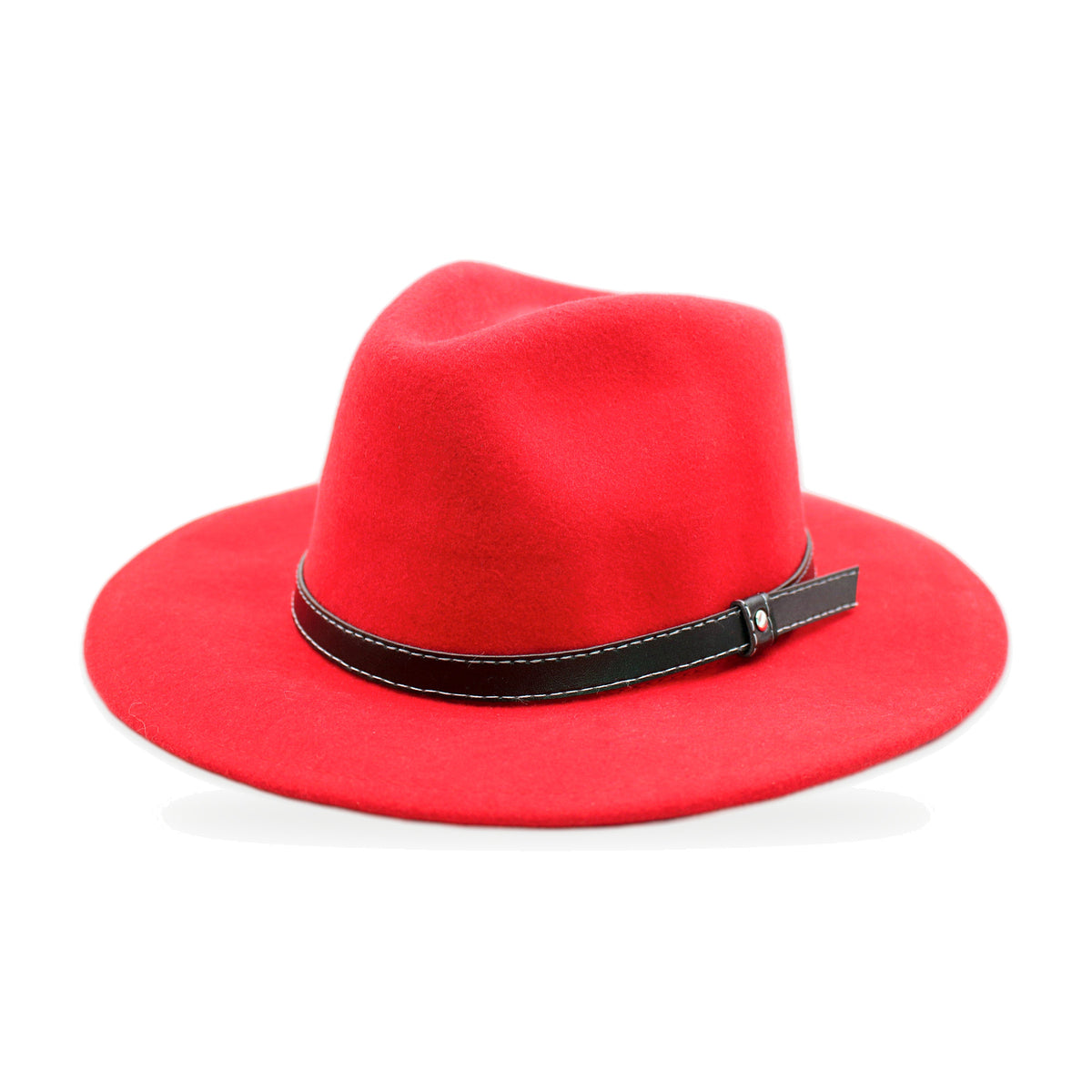 Red wide brim wool felt fedora, artisan-made in Otavalo, Ecuador