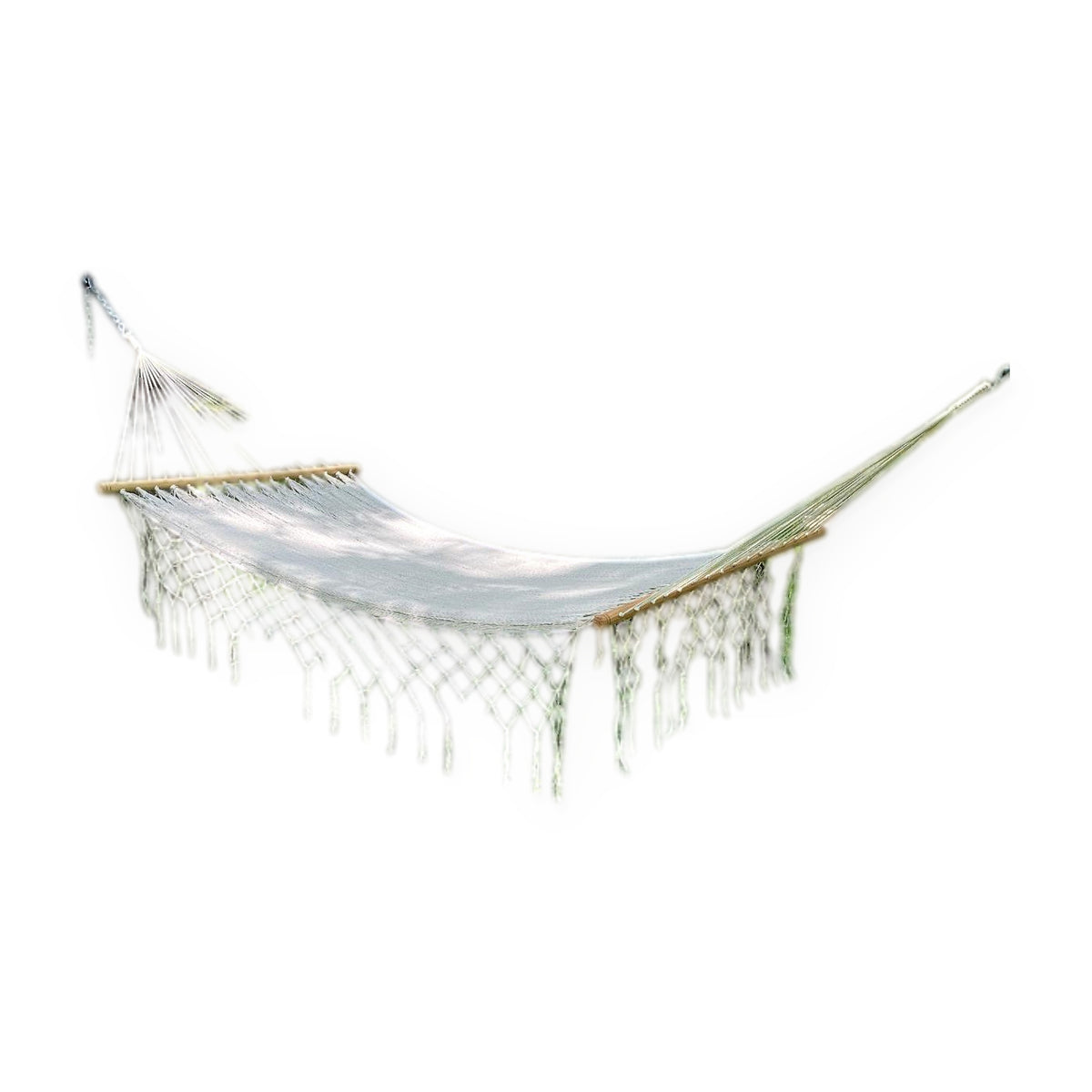 Natural Mayan hammock with wooden spreader bars, handmade in Yucatán, Mexico