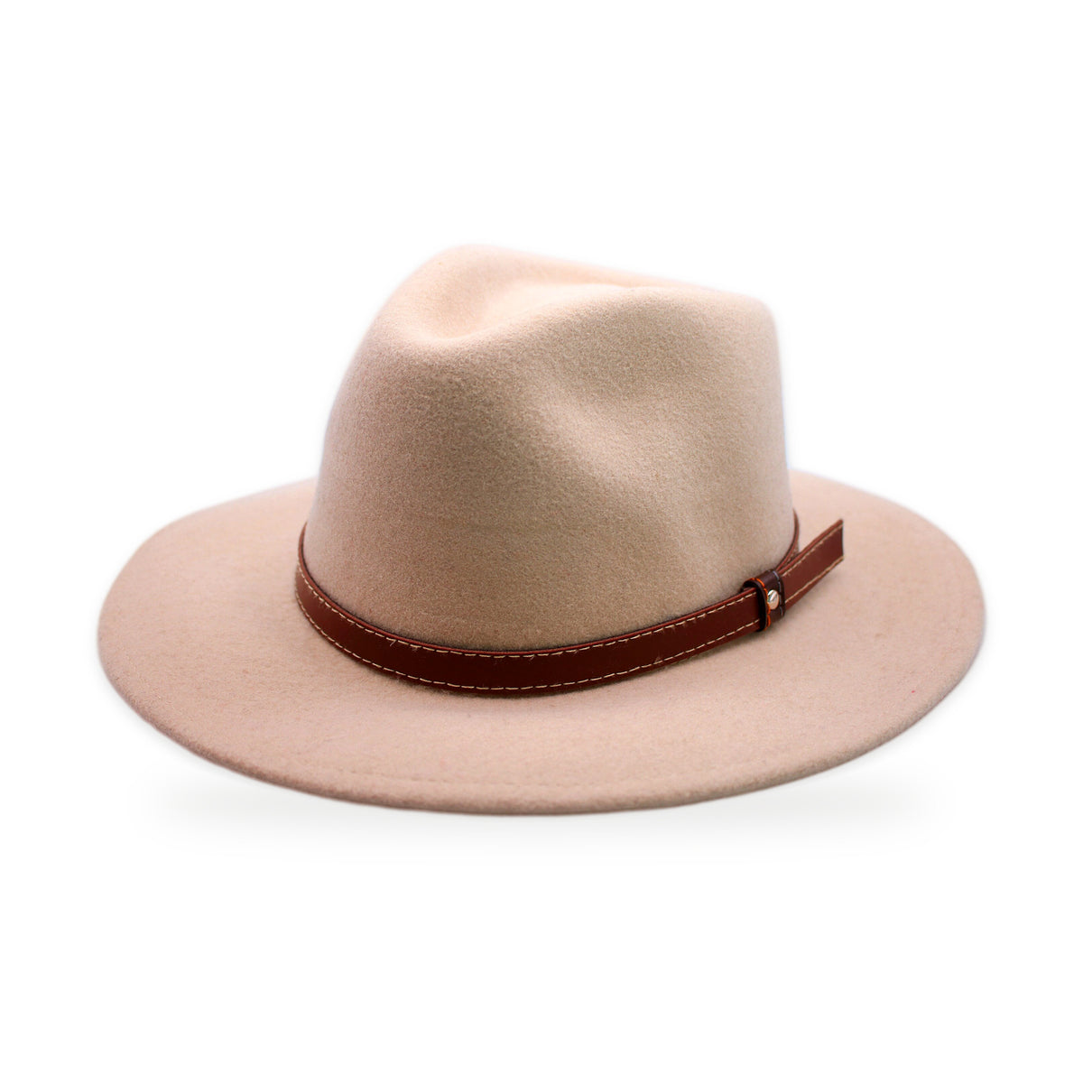 Wide Brim Wool Felt Fedora, Beige, Handmade in Ecuador | Holiday Gift