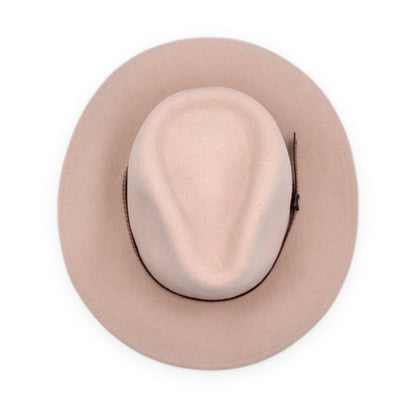 Wide Brim Wool Felt Fedora, Beige, Handmade in Ecuador | Holiday Gift