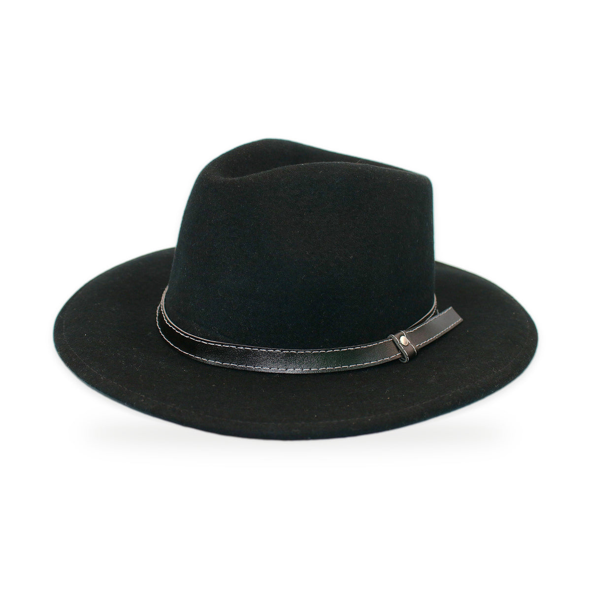 Wide Brim Wool Felt Fedora, Black, Handmade in Ecuador | Holiday Gift