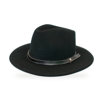 Wide Brim Wool Felt Fedora, Black, Handmade in Ecuador | Holiday Gift