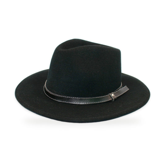 Otavalo Wide Brim Wool Felt Fedora, Black, Sizes S-XL