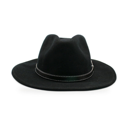 Wide Brim Wool Felt Fedora, Black, Handmade in Ecuador | Holiday Gift