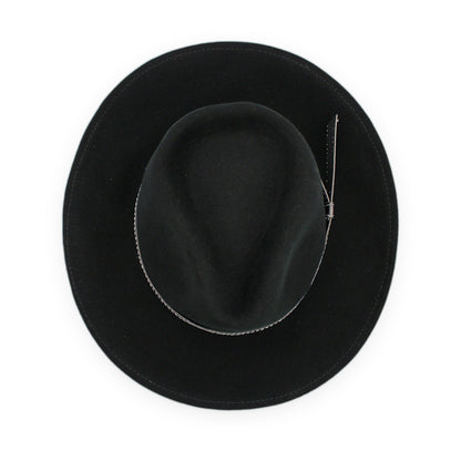 Wide Brim Wool Felt Fedora, Black, Handmade in Ecuador | Holiday Gift