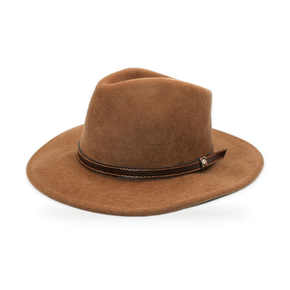 Wide Brim Wool Felt Fedora, Camel, Handmade in Ecuador | Holiday Gift
