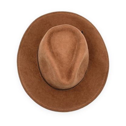 Wide Brim Wool Felt Fedora, Camel, Handmade in Ecuador | Holiday Gift