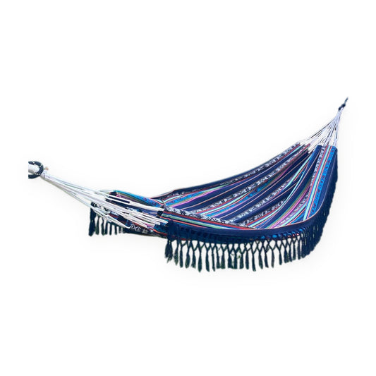 Otavalo Inca Pattern Hammock for 2, Navy Blue, 12.8 ft Long