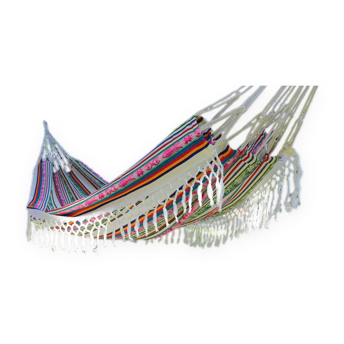 Vanilla Inca pattern double hammock, handmade in Otavalo, Ecuador