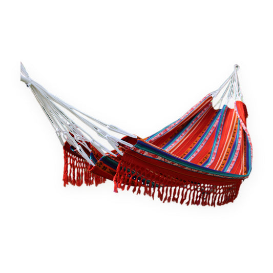Terracotta Inca pattern double hammock, handmade in Otavalo, Ecuador