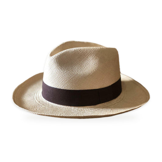 Authentic Montecristi Panama Hat Grade 10, Brown Band, Sizes S-XXL