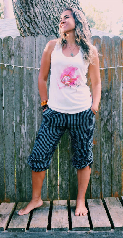 Black Inca pattern yoga pants, view 2 of 7