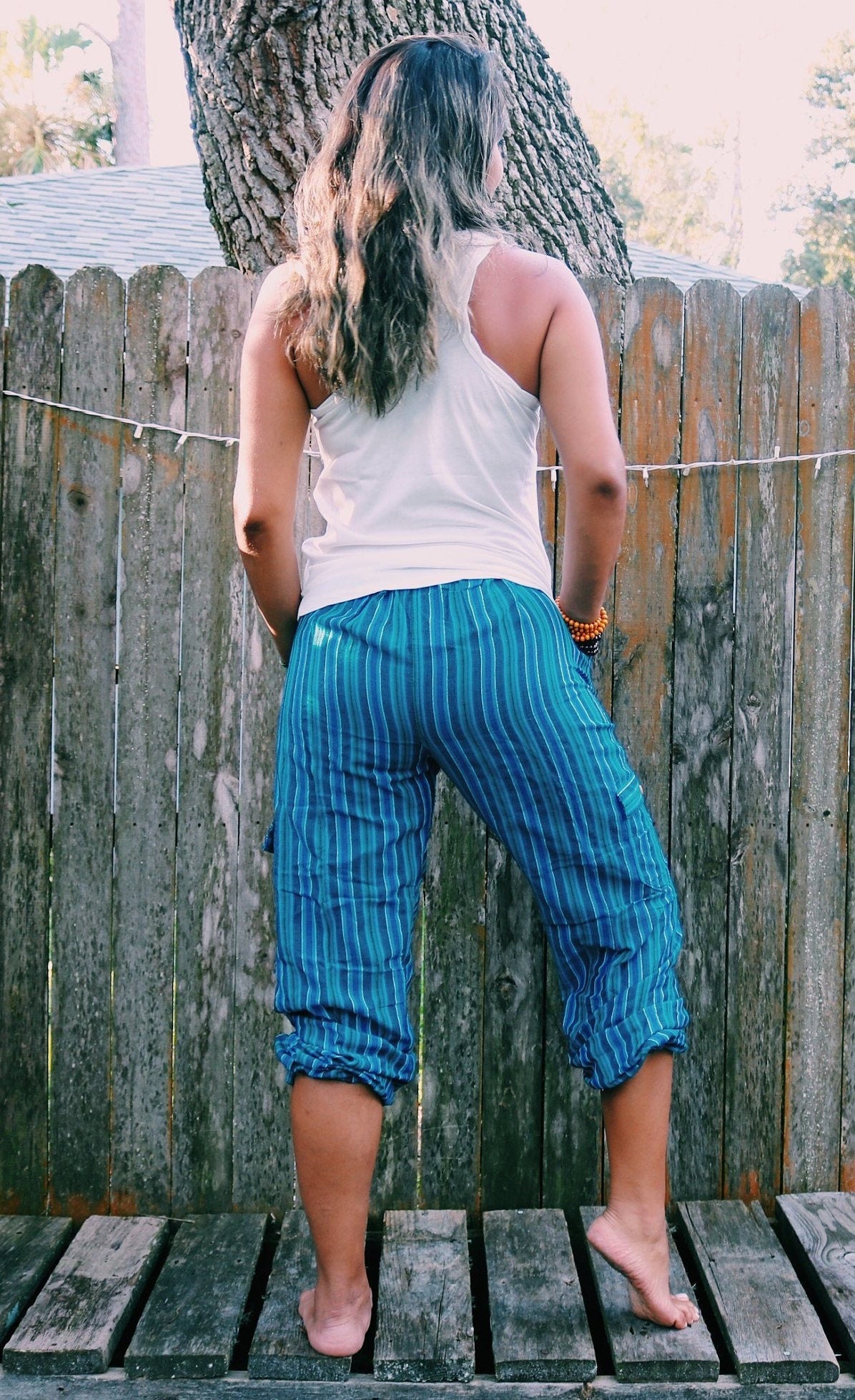 Blue striped Inca pants, view 3 of 8