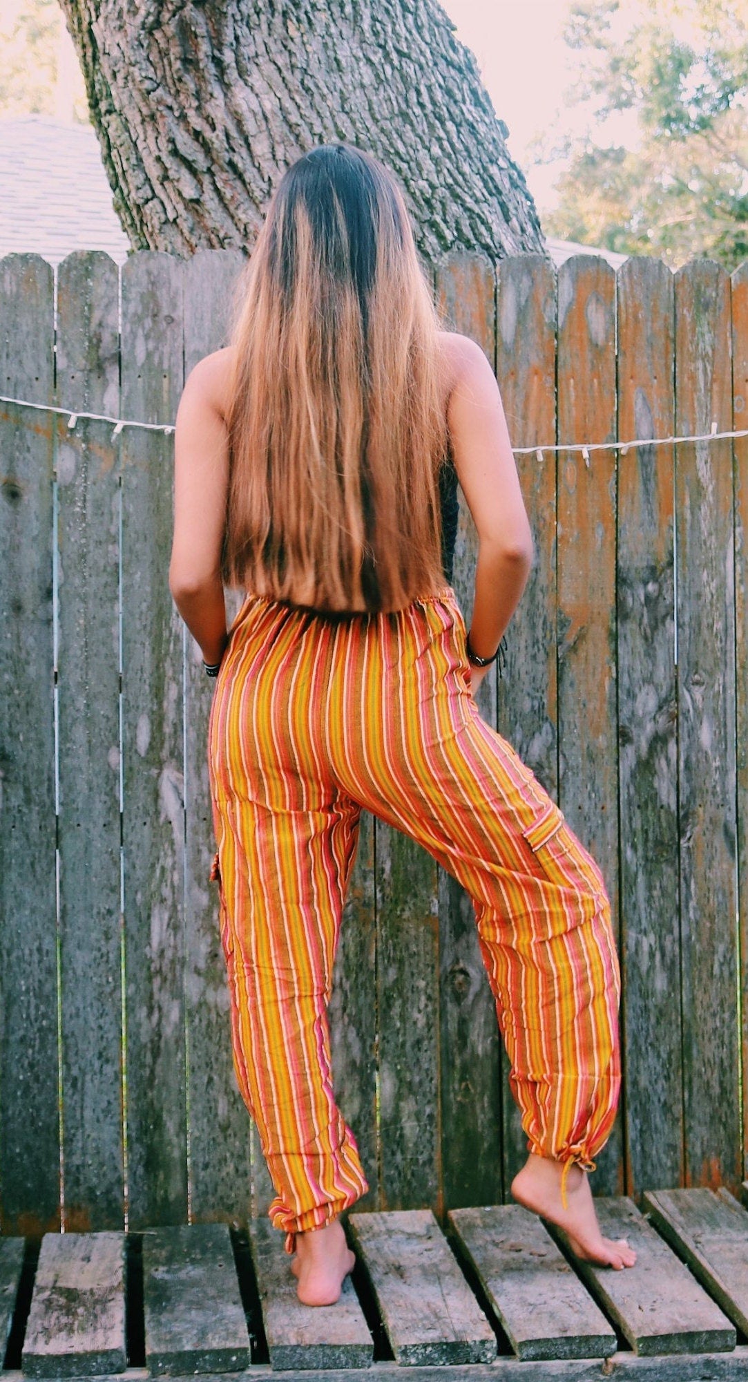 Tangerine Inca pattern yoga pants, view 3 of 6