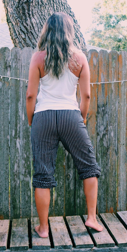 Black Inca pattern yoga pants, view 3 of 7