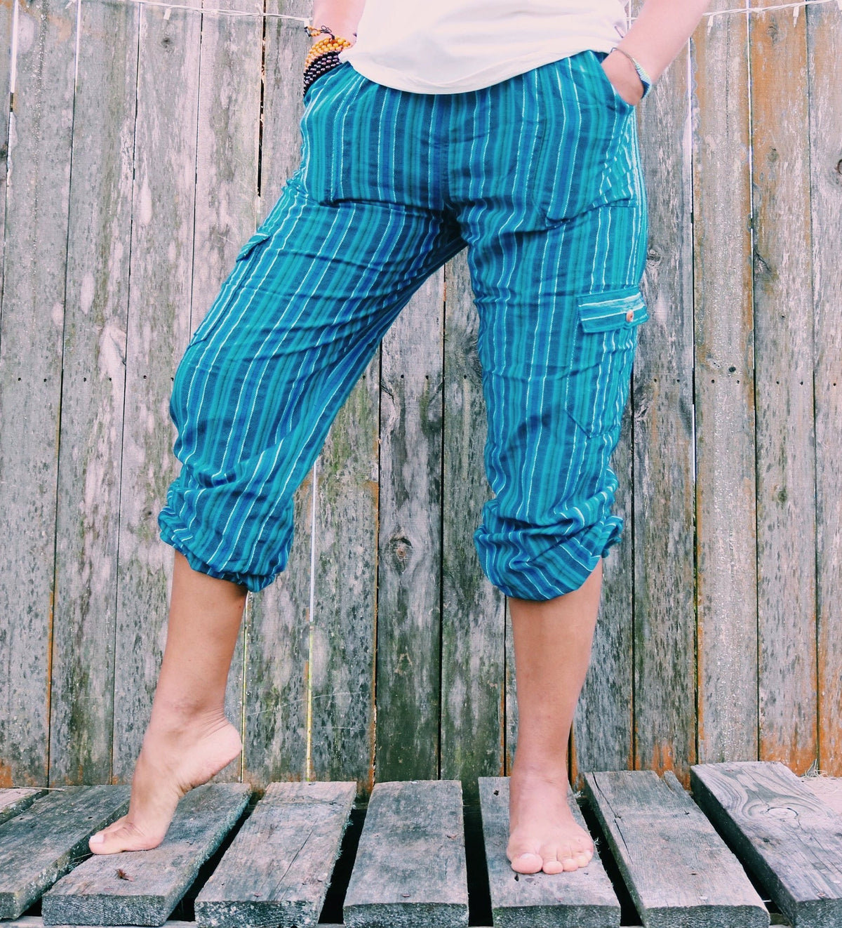 Blue striped Inca pants, view 1 of 8
