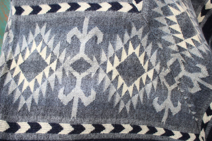 Blue and Cream Print Ponchos Handmade in Ecuador
