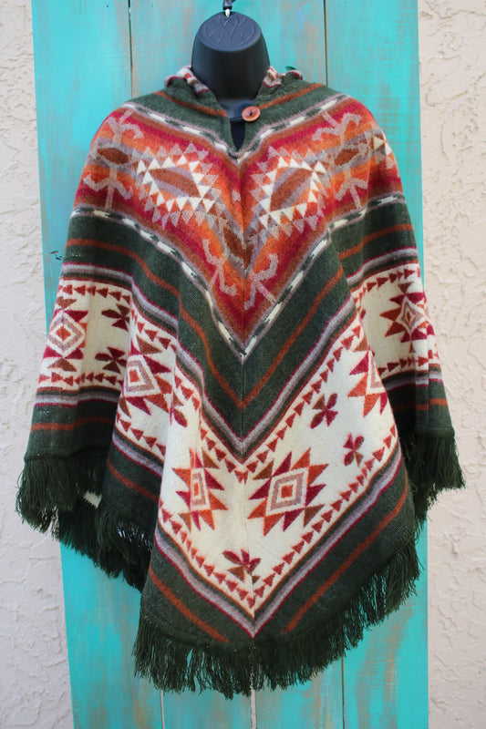 Brown Print Ponchos Handmade in Ecuador