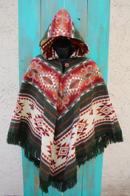 Brown Print Ponchos Handmade in Ecuador