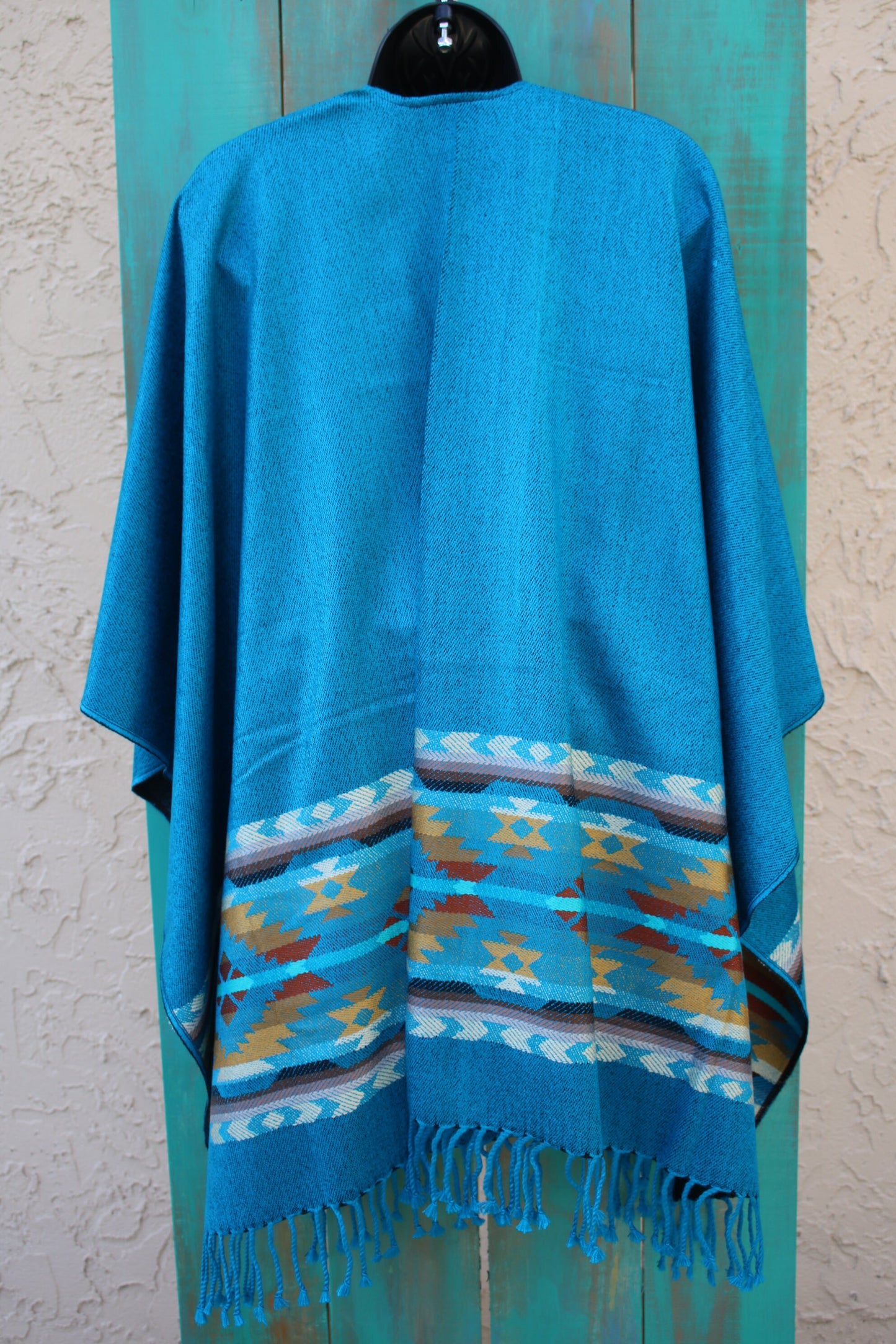 Shawl Alpaca Blue Print Handmade Boho Soft Tribal Vintage Unique Design