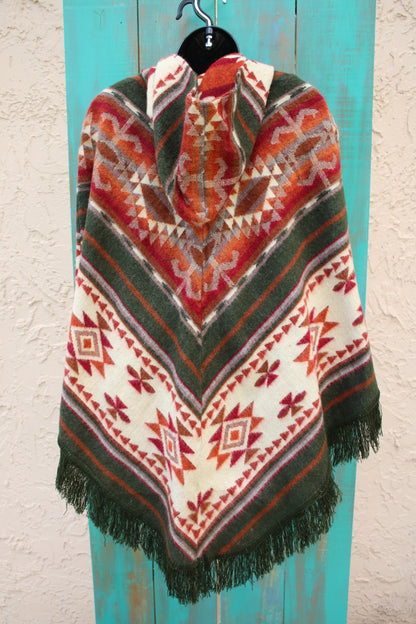 Brown Print Ponchos Handmade in Ecuador