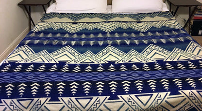 Alpaca Blanket Andes Deep Sea Mountain - Genuine Handmade boho Soft Queen blanket tribal vintage reversible design