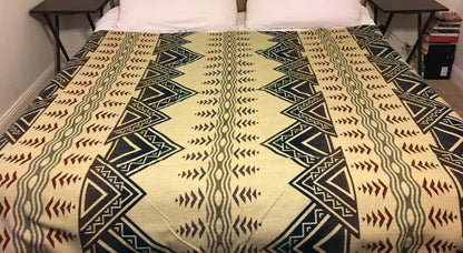Alpaca Blanket Andes Oak Mountain - Genuine Handmade boho Soft Queen blanket tribal vintage reversible design