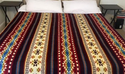 Alpaca Blanket Reymi Wine - Genuine Handmade boho Soft Queen blanket tribal vintage reversible design