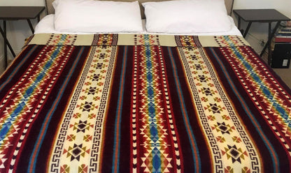 Alpaca Blanket Reymi Wine - Genuine Handmade boho Soft Queen blanket tribal vintage reversible design
