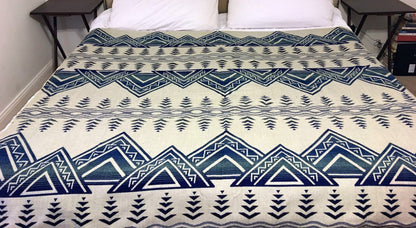 Alpaca Blanket Andes Deep Sea Mountain - Genuine Handmade boho Soft Queen blanket tribal vintage reversible design