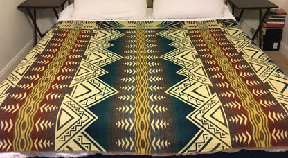 Alpaca Blanket Andes Oak Mountain - Genuine Handmade boho Soft Queen blanket tribal vintage reversible design