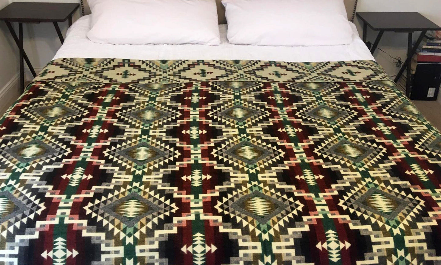 Blanket Alpaca Ayahuasca Bear Handmade Boho Soft Queen Vintage Tribal Reversible Design
