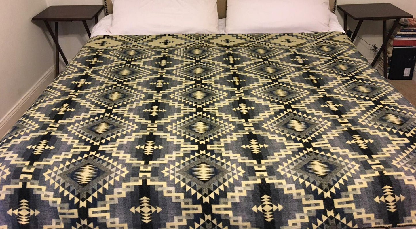 Blanket Alpaca Ayahuasca Wolf handmade boho soft queen vintage tribal  reversible design