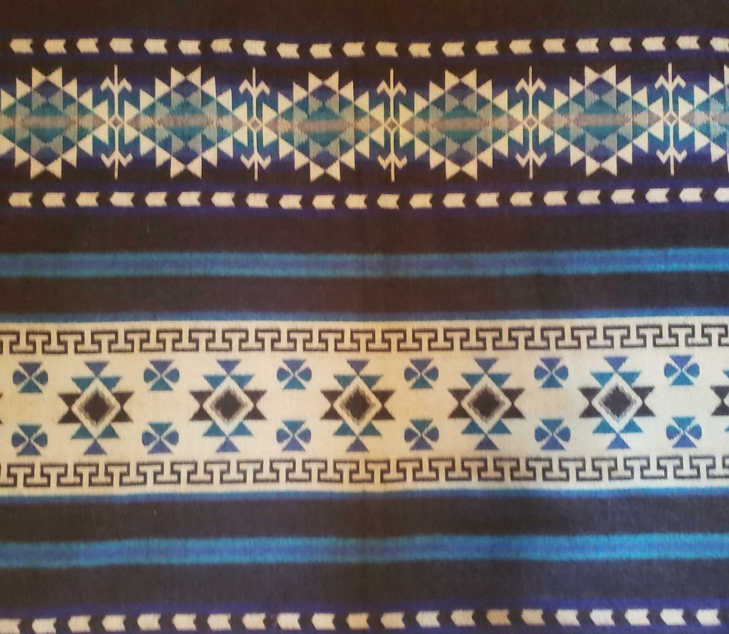 Blanket Alpaca Inca Blue Handmade Boho Soft Queen Vintage Tribal Reversible Design