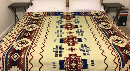 Alpaca Blanket Inti Blue - Genuine Handmade boho Soft Queen blanket tribal vintage reversible design