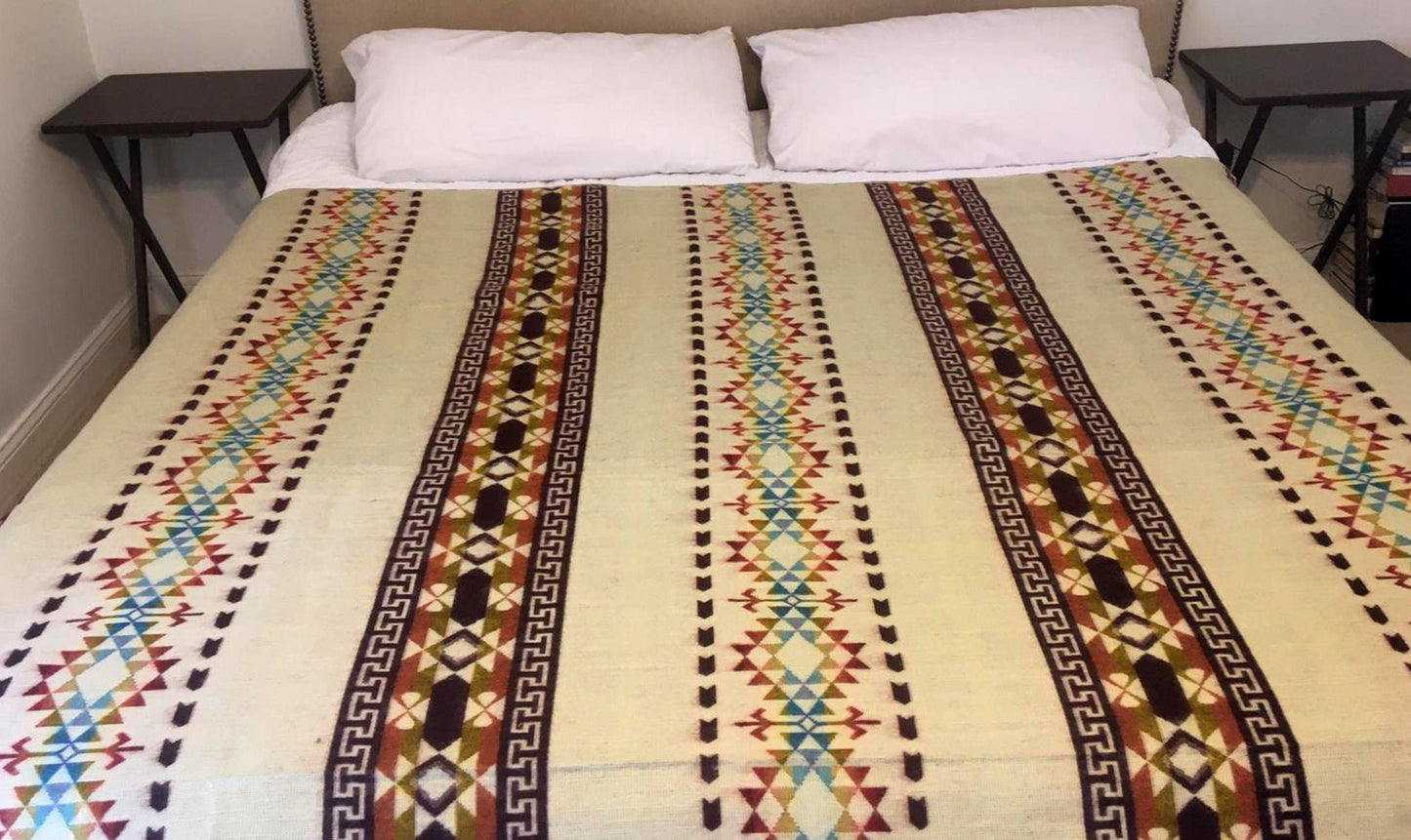 Alpaca Blanket Reymi Wine - Genuine Handmade boho Soft Queen blanket tribal vintage reversible design