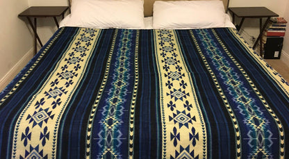 Alpaca Blanket Quechua Blue - Genuine Handmade boho Soft Queen blanket tribal vintage reversible design