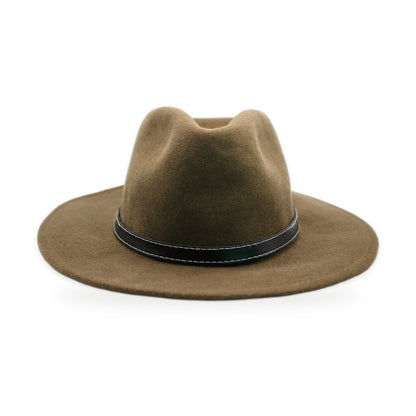 Wide Brim Wool Felt Fedora, Olive, Handmade in Ecuador | Holiday Gift
