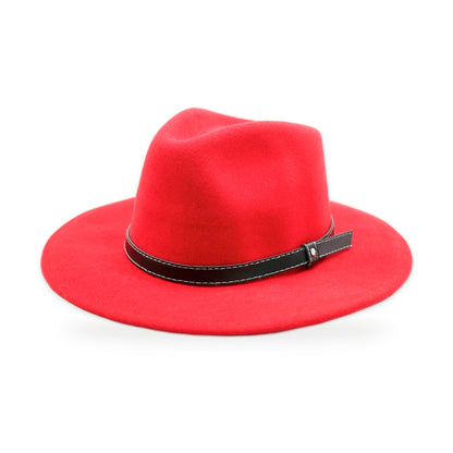 Wide Brim Wool Felt Fedora, Red, Handmade in Ecuador | Holiday Gift
