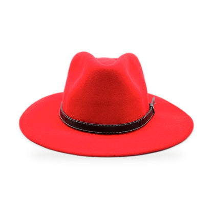 Wide Brim Wool Felt Fedora, Red, Handmade in Ecuador | Holiday Gift