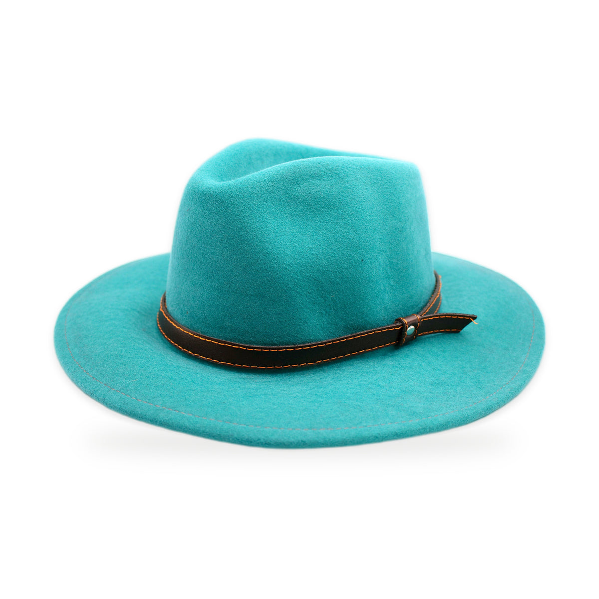 Wide Brim Wool Felt Fedora, Turquoise, Handmade in Ecuador | Gift