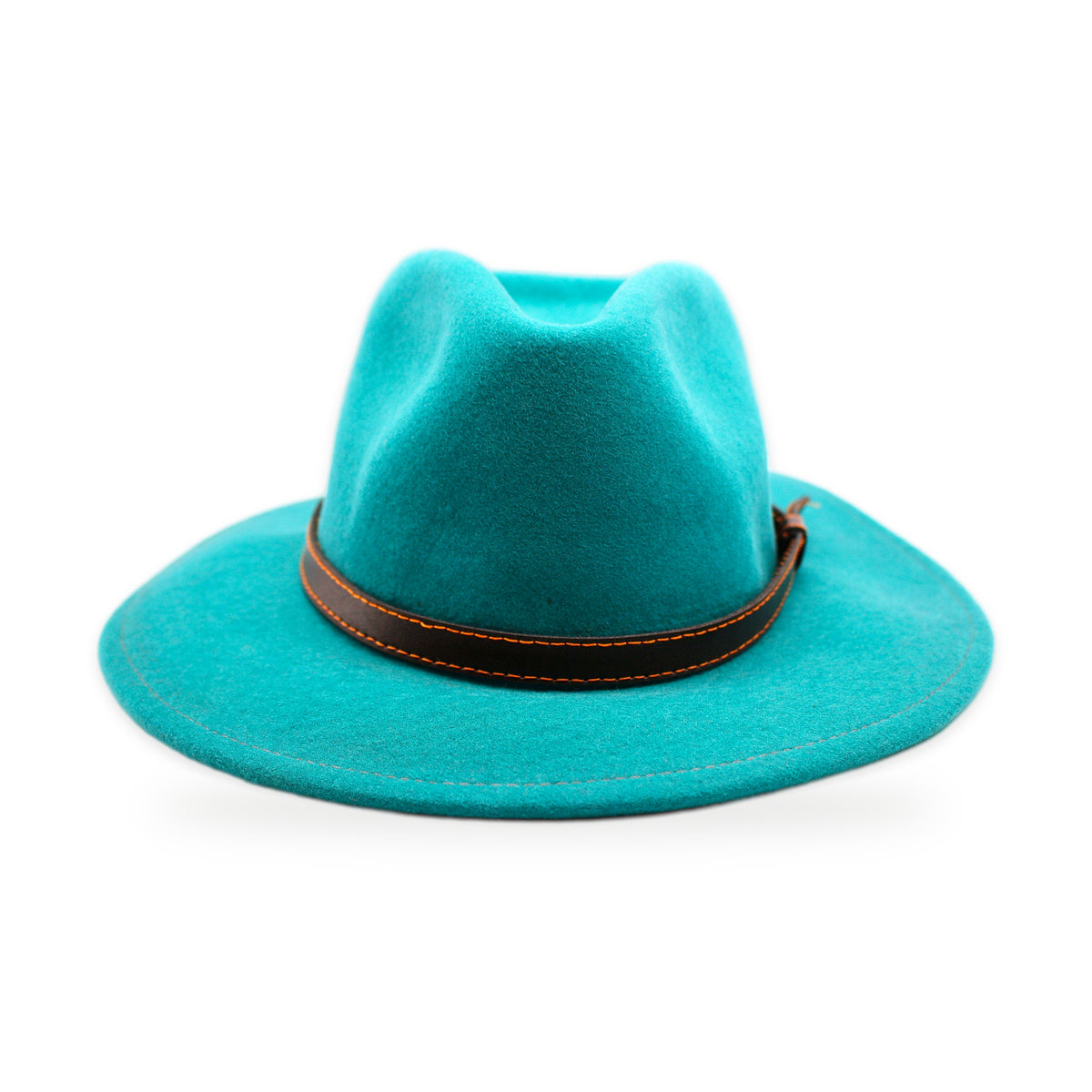 Wide Brim Wool Felt Fedora, Turquoise, Handmade in Ecuador | Gift