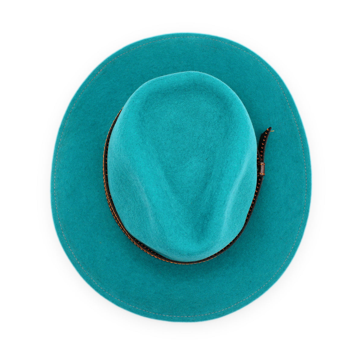 Wide Brim Wool Felt Fedora, Turquoise, Handmade in Ecuador | Gift